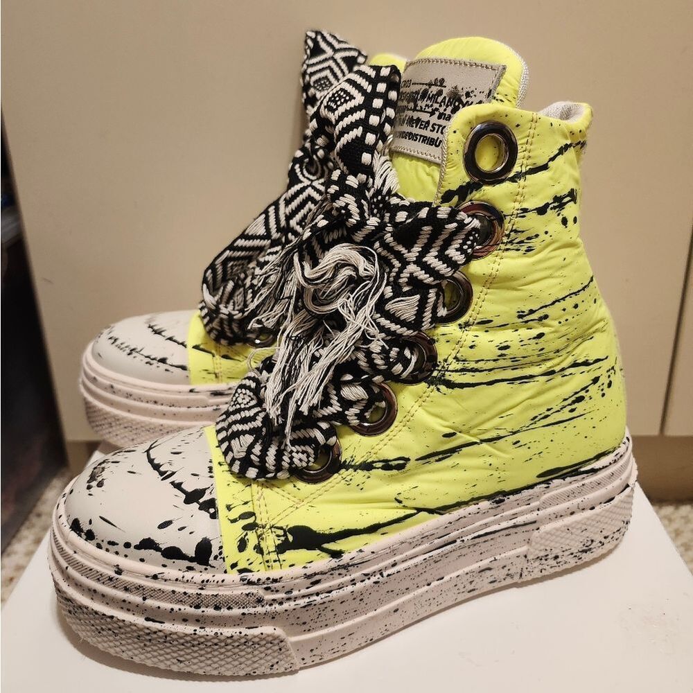 New Christian Zerotre CR03 Milano Calipso 300 Platform Hi-Top Sneakers Sz.7.5/38